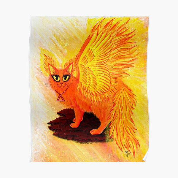 "Elemental Fire Fairy Cat Phoenix" Poster by tigerpixie | Redbubble