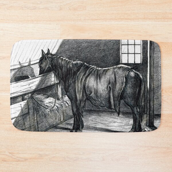 Item preview, Jean Bernard's Standing Horse in a Stable Edited Black and White designed and sold by TeachUrb.