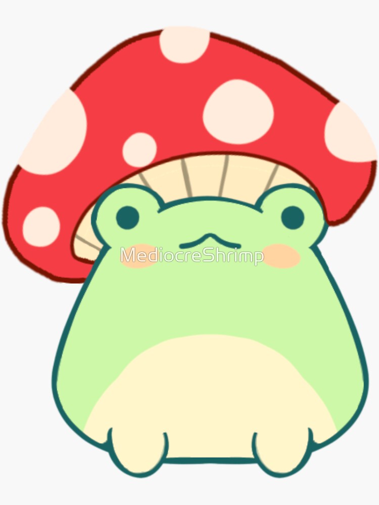 "Cute Frog With Mushroom Hat" Sticker by MediocreShrimp Redbubble
