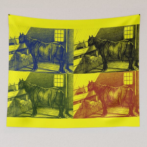 Item preview, Jean Bernard's Standing Horse in a Stable Edited Dark Shadows Blue Black Green Red Pattern designed and sold by TeachUrb.