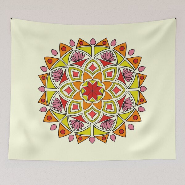 Item preview, Red and Orange motif mandala designed and sold by ArtforSoul21.