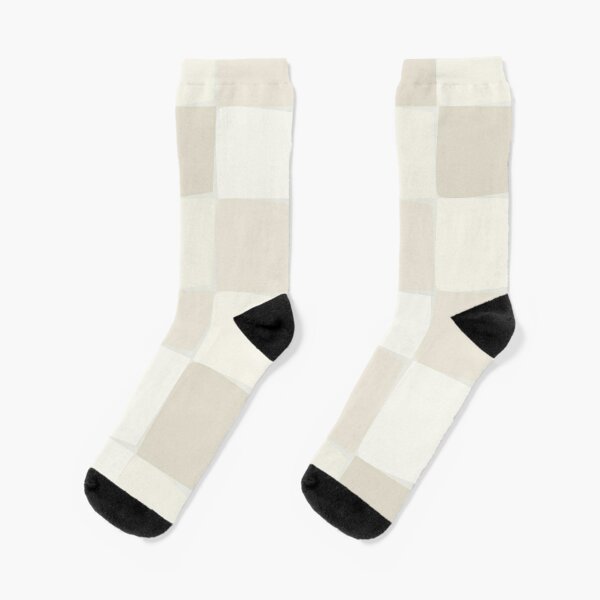 Merino Wool Checker Board Sock in Cream