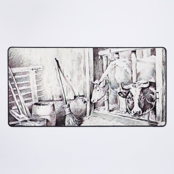 Item preview, Two Cows By Jean Bernard Edited Black and White designed and sold by TeachUrb.