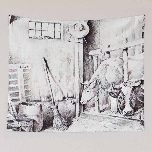 Item preview, Two Cows By Jean Bernard Edited Black and White designed and sold by TeachUrb.