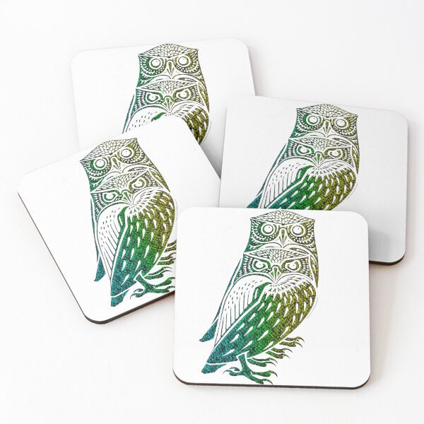 Item preview, Two Owls By Julie De Graag: Edited Fractured Colorful Green Yellow Blue Design designed and sold by TeachUrb.