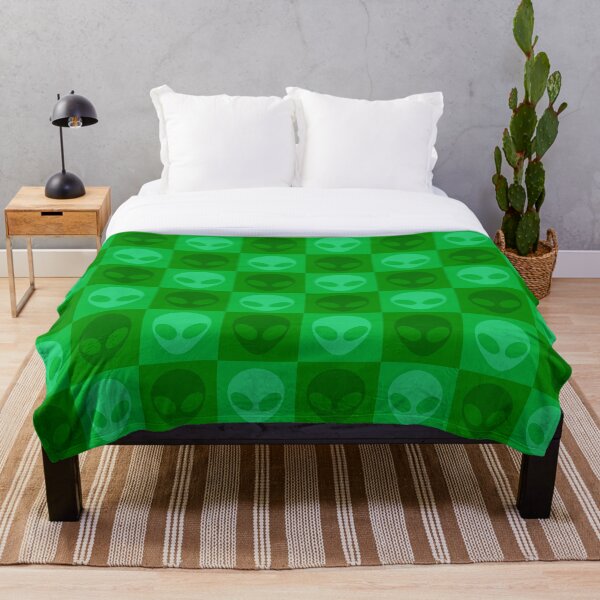 Item preview, Patrón a cuadros extraterrestre alienígena verde designed and sold by SpaceAlienTees.