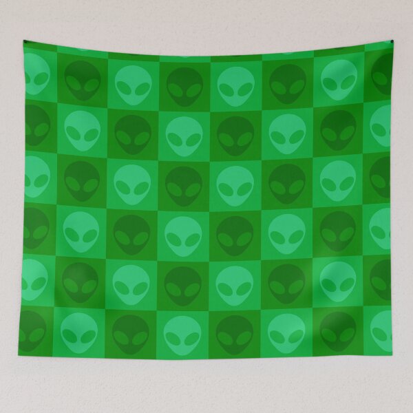 Item preview, Green Alien Extraterrestrial Checkered Pattern designed and sold by SpaceAlienTees.