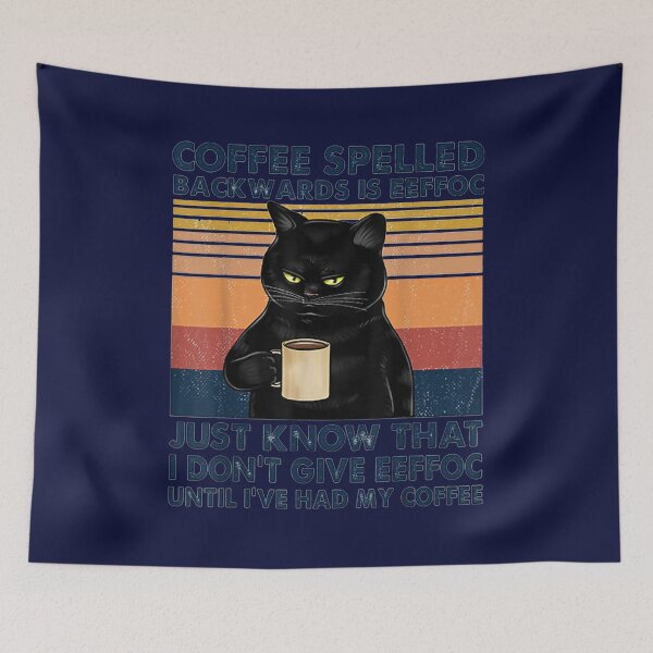Item preview, Coffee Spelled Backwards Is Eeffoc Cat Drinking Vintage designed and sold by AndySerkis.