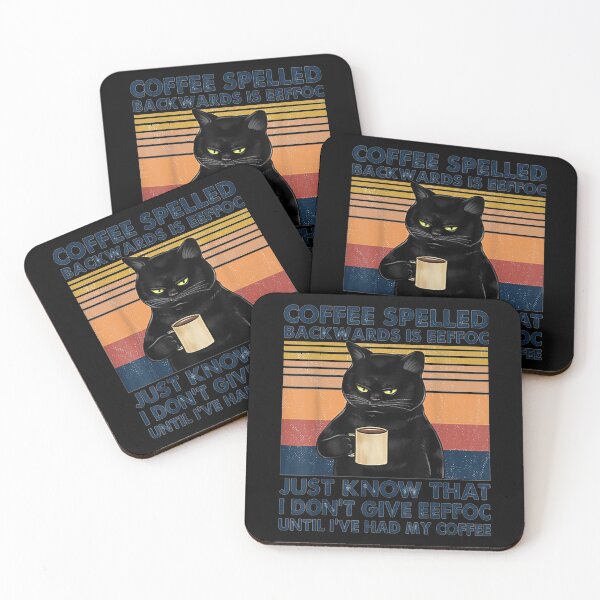 Item preview, Coffee Spelled Backwards Is Eeffoc Cat Drinking Vintage designed and sold by AndySerkis.