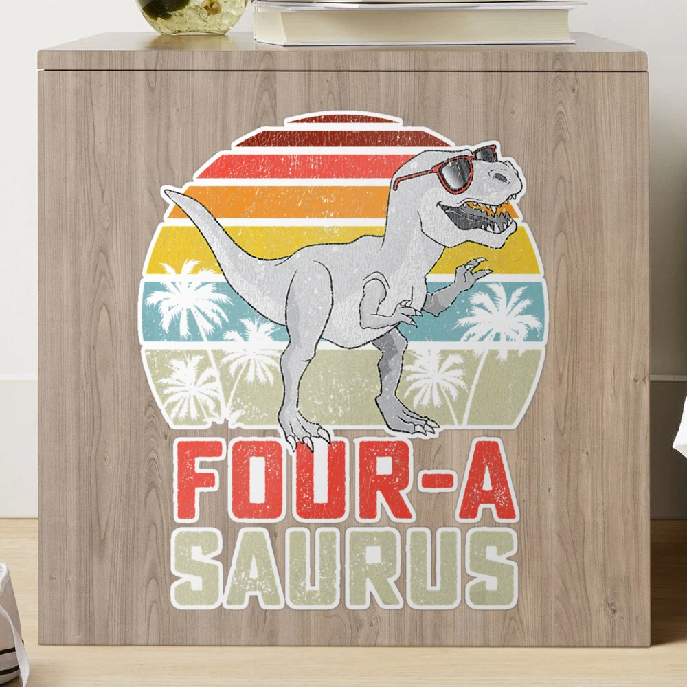 Kids Four A Saurus Birthday T Rex 4 Year Old Dino 4th Dinosaur Sticker for  Sale by HugheDemeyer