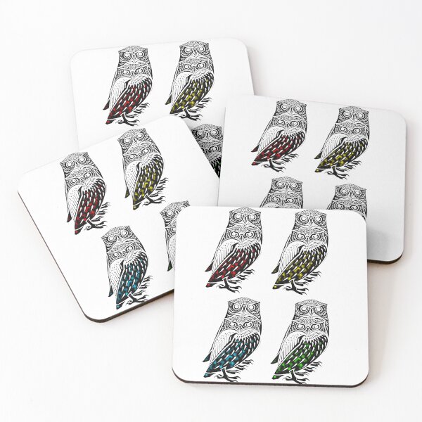 Item preview, Eight Owls Two By Two: Originally Two By Julie De Graag: Edited Fractured Colorful Green Yellow Red Blue Design designed and sold by TeachUrb.