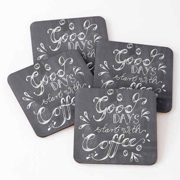 Item preview, Good Days start with Coffee - Quote - Handlettering Chalk designed and sold by papierquarell.