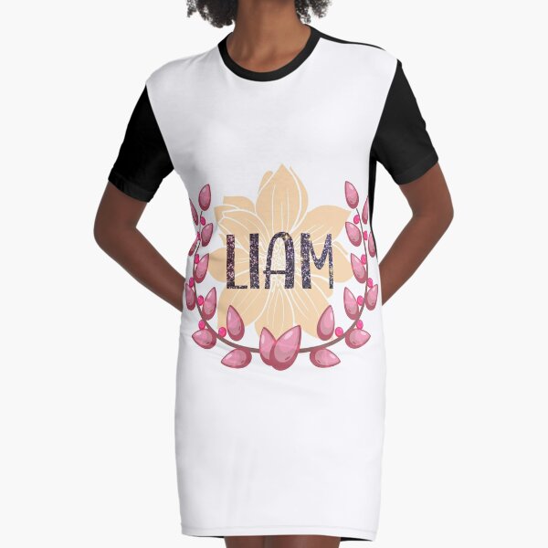 My name is "Liam" Cute Red And Golden Floral Design  Graphic T-Shirt Dress