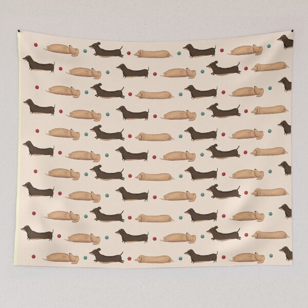 Item preview, Long Dogs - Dachshund Pattern on Pink designed and sold by Kittys-Art.