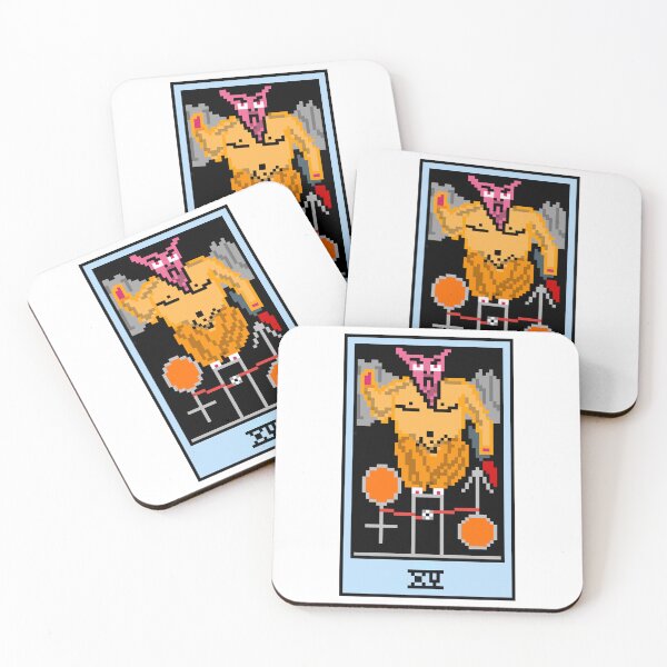 Item preview, Wait, is this pixel art tarot? White - Major Arcana 'The Devil' (Design for T-shirt, stickers and other accessories) designed and sold by Pixel Waite.