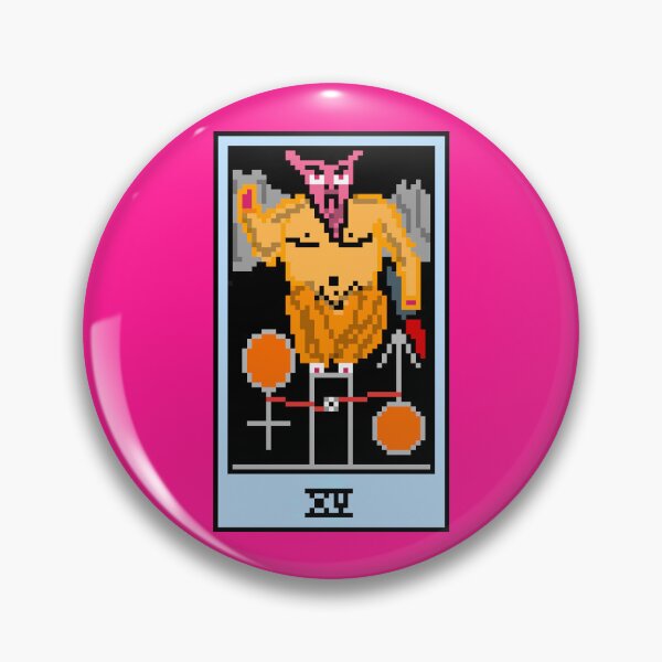 Item preview, Wait, is this pixel art tarot? Pink - Major Arcana 'The Devil' (Design for T-shirt, stickers and other accessories) designed and sold by Pixel Waite.