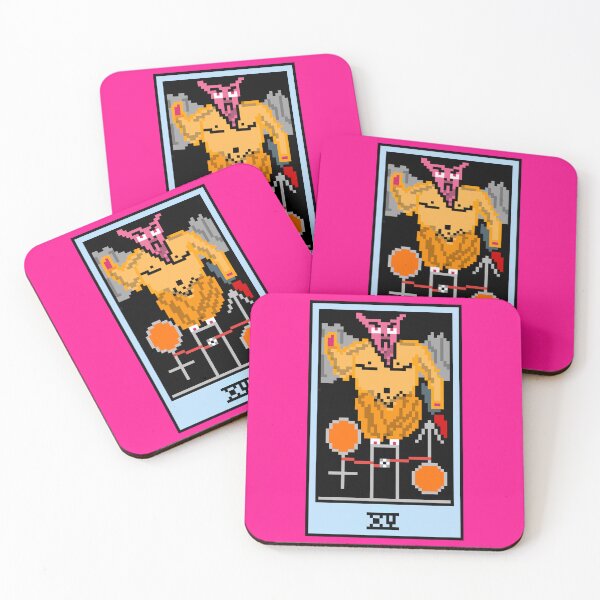 Item preview, Wait, is this pixel art tarot? Pink - Major Arcana 'The Devil' (Design for T-shirt, stickers and other accessories) designed and sold by Pixel Waite.