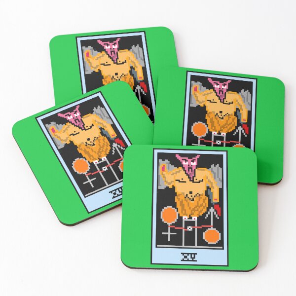 Item preview, Wait, is this pixel art tarot? Green - Major Arcana 'The Devil' (Design for T-shirt, stickers and other accessories) designed and sold by Pixel Waite.