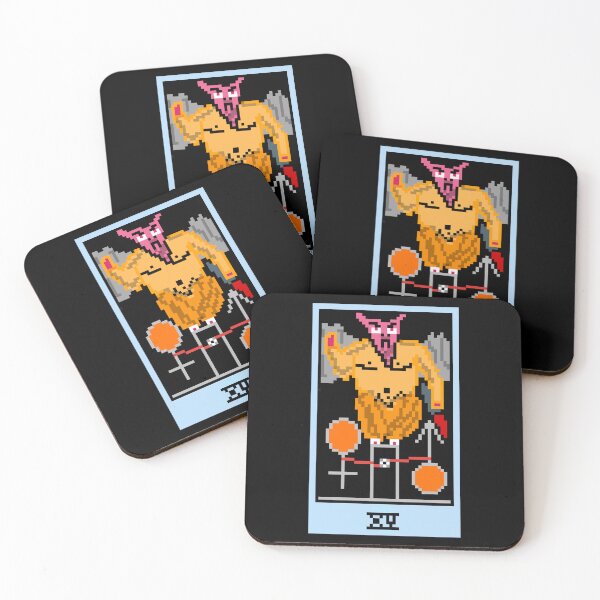 Item preview, Wait, is this pixel art tarot? Black - Major Arcana 'The Devil' (Design for T-shirt, stickers and other accessories) designed and sold by Pixel Waite.