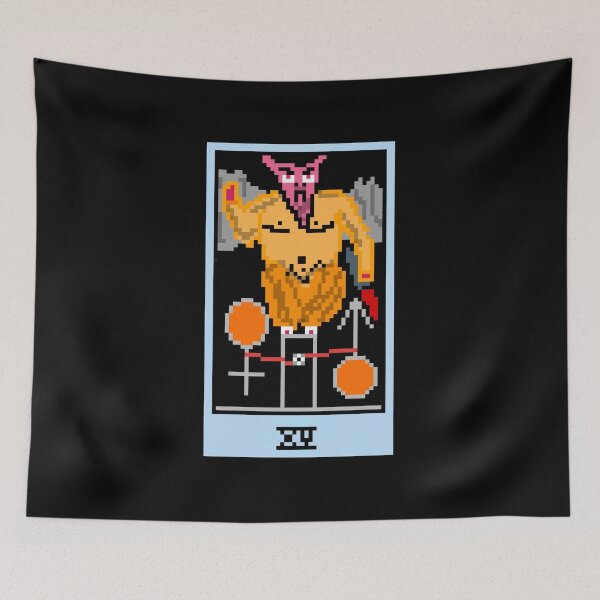 Item preview, Wait, is this pixel art tarot? Black - Major Arcana 'The Devil' (Design for T-shirt, stickers and other accessories) designed and sold by Pixel Waite.