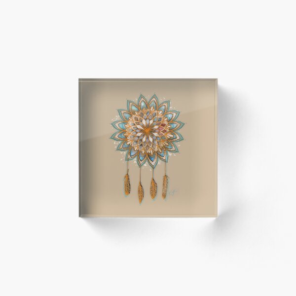 Golden Dreams Dreamcatcher Acrylic Block