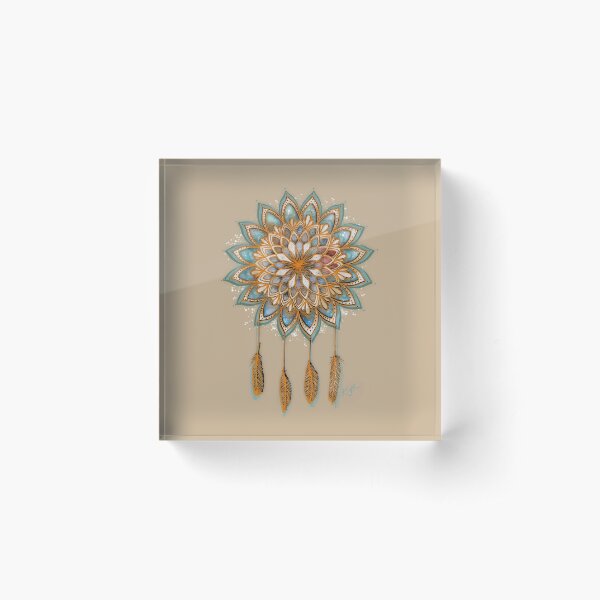 Golden Dreams Dreamcatcher Acrylic Block