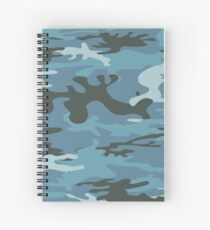Blue Military Camouflage Pattern Spiral Notebook