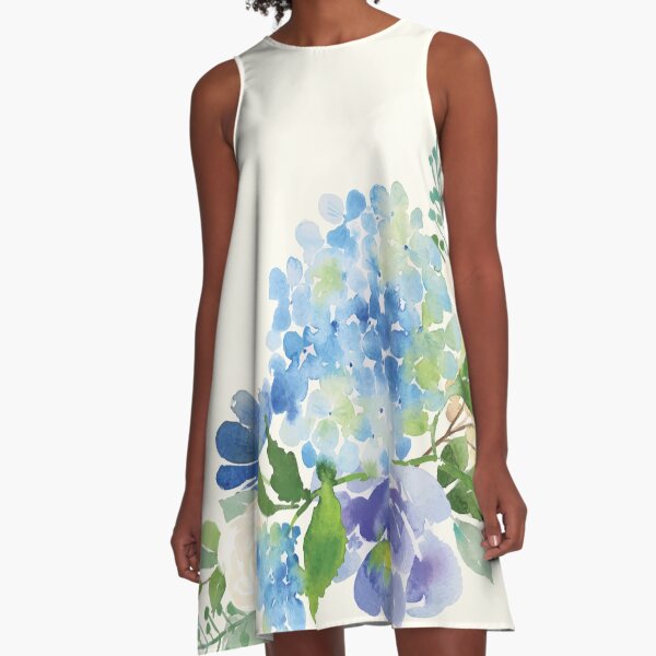 Aperçu de l'œuvre Hortensia aquarelle bleue créée et vendue par junkydotcom.