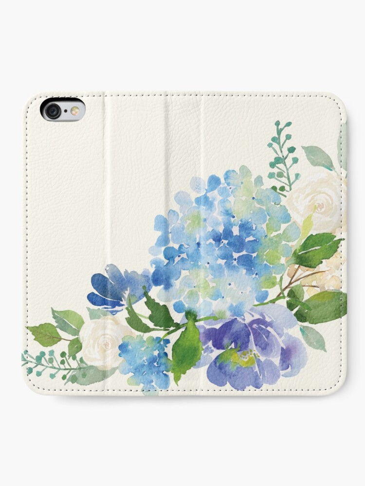 Alternate view of Blue Watercolor Hydrangea iPhone Wallet