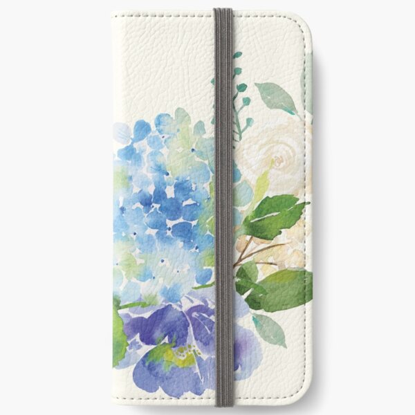 Blue Watercolor Hydrangea iPhone Wallet