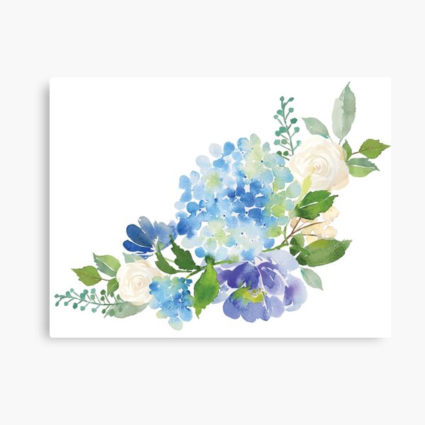 Blue Watercolor Hydrangea Canvas Print