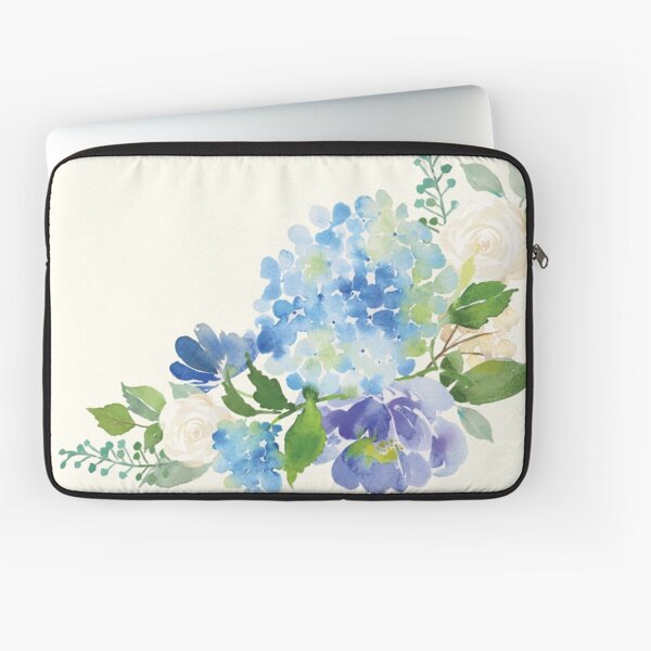 Blue Watercolor Hydrangea Laptop Sleeve