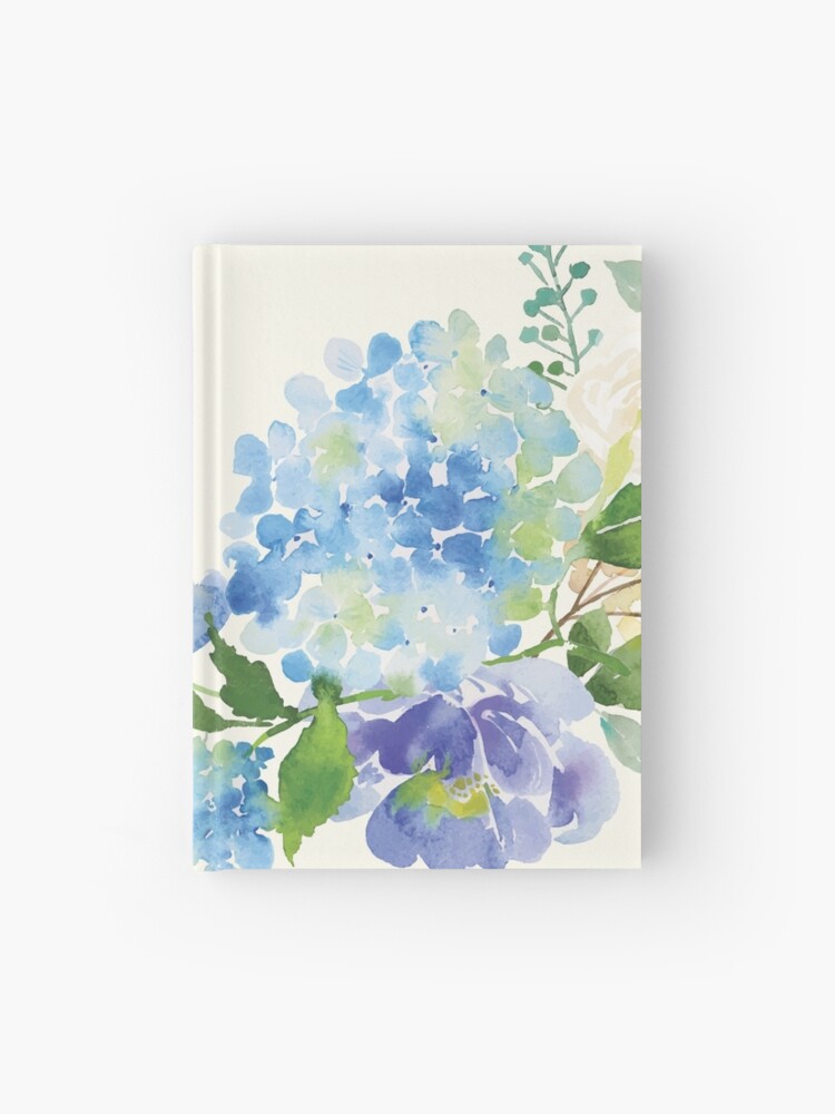 Carnet cartonné « Hortensia aquarelle bleue », par junkydotcom | Redbubble