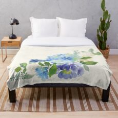 Manta Hortensia acuarela azul
