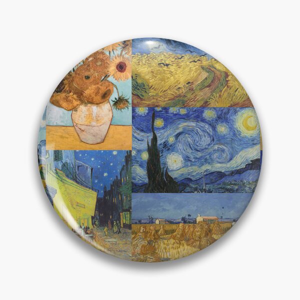 Item preview, Van Gogh Provence Collage -Starry Night, Sunflowers, Irises, Wheat fields in blue and yellow designed and sold by Fibracreativa.