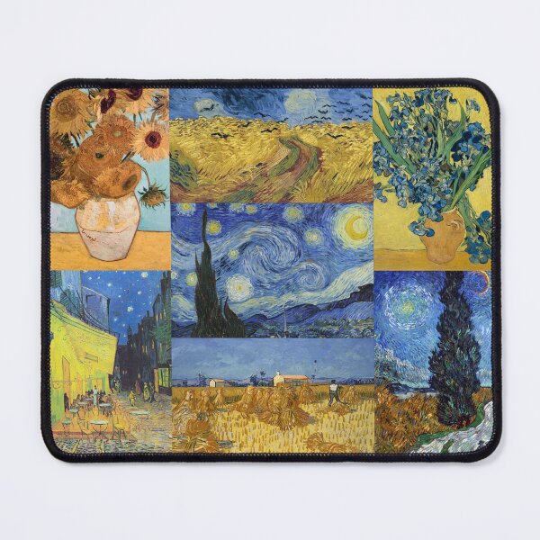 Item preview, Van Gogh Provence Collage -Starry Night, Sunflowers, Irises, Wheat fields in blue and yellow designed and sold by Fibracreativa.