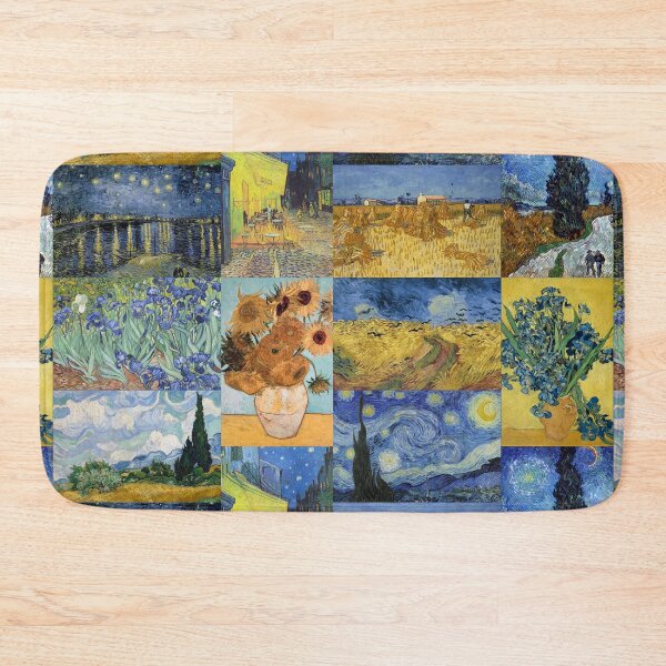 Item preview, Van Gogh Provence Collage -Starry Night, Sunflowers, Irises, Wheat fields in blue and yellow designed and sold by Fibracreativa.