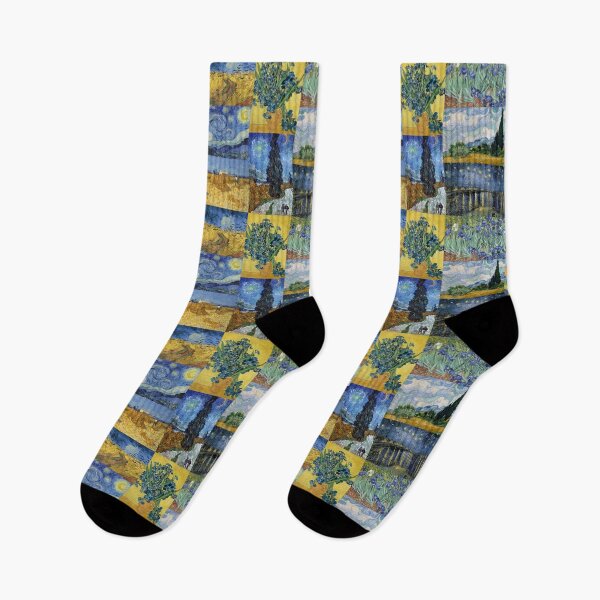 Item preview, Van Gogh Provence Collage -Starry Night, Sunflowers, Irises, Wheat fields in blue and yellow designed and sold by Fibracreativa.