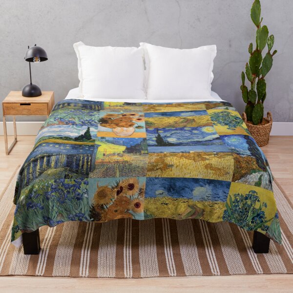 Item preview, Van Gogh Provence Collage - Noche estrellada, Girasoles, Iris, Campos de trigo en azul y amarillo designed and sold by Fibracreativa.