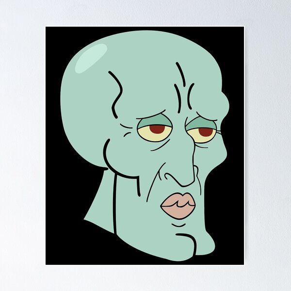 Handsome Squidward Head Sticker Poster