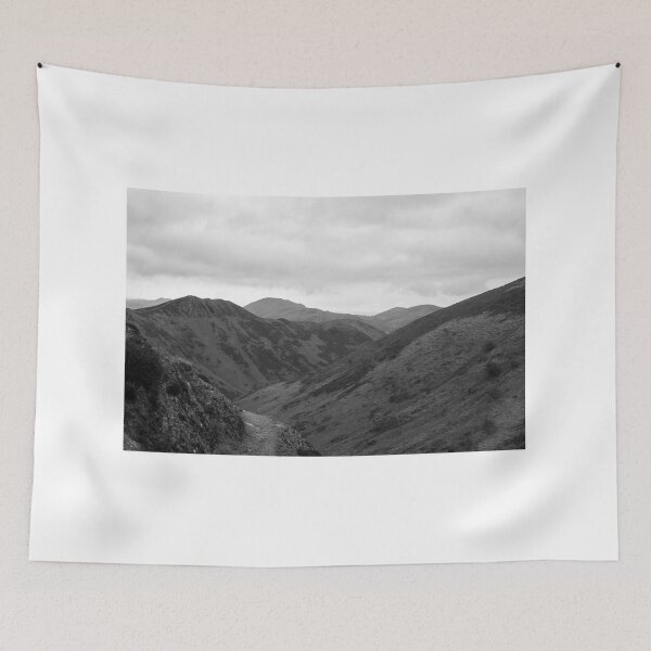 Item preview, View of the hills while walking on the Longmynd Shropshire black & white designed and sold by HalcyonPrints.