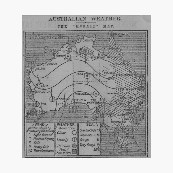 Australian Weather Map 3 March 1914 Photographic Print
