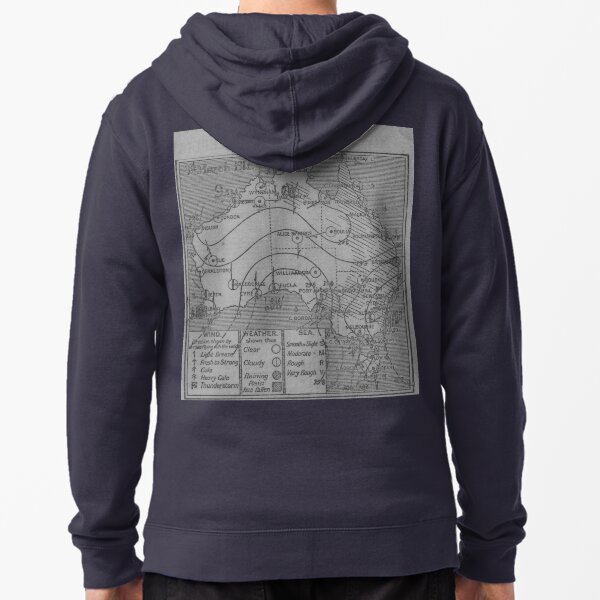 Australian Weather Map 3 March 1914 Zipped Hoodie