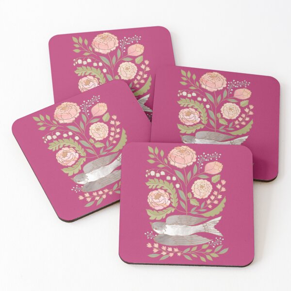 Item preview, Peony Garden Dove Raspberry Velvet designed and sold by Cecilia Mok.