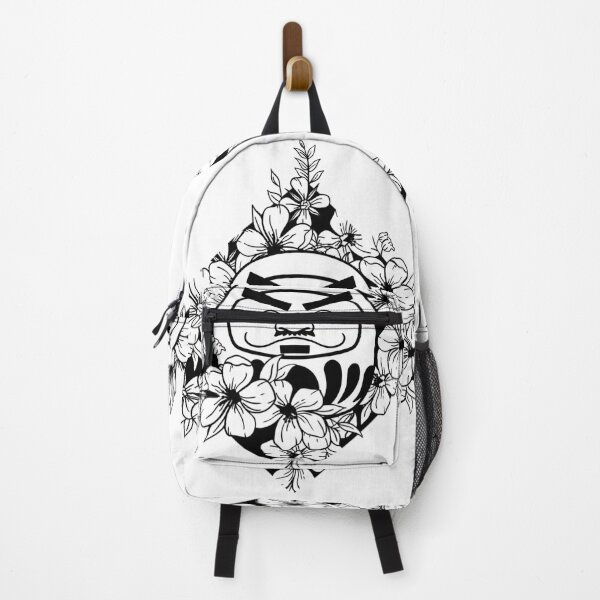 Item preview, White over black abstract line art flower pattern, Daruma with sakura flowers - Traditional japanese designed and sold by shodark.