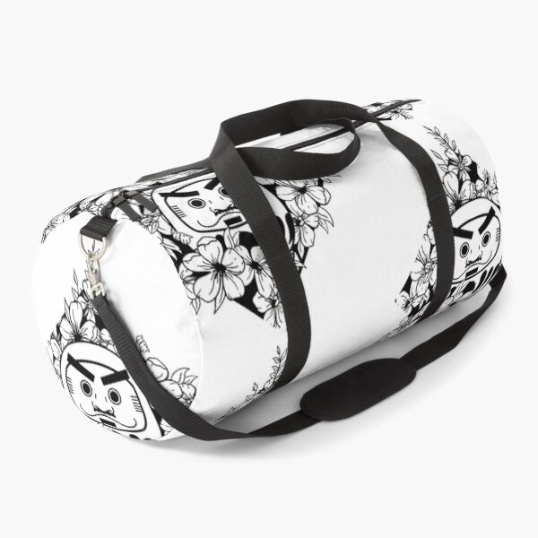 Item preview, White over black abstract line art flower pattern, Daruma with sakura flowers - Traditional japanese designed and sold by shodark.
