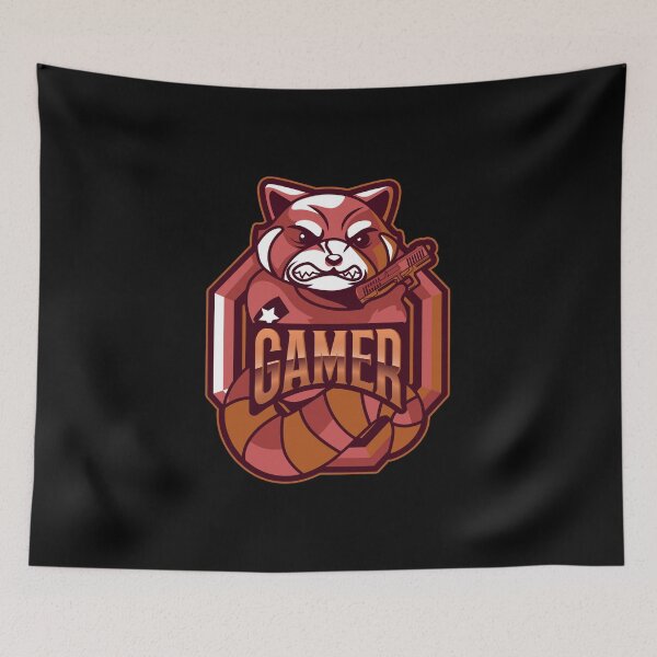 Item preview, Gamer with Angry Panda holding Gun designed and sold by PRIVARSHU.