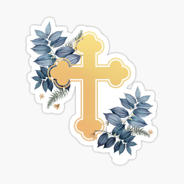 Golgotha Cross Sticker with Gold Trim - Orthodox Depot