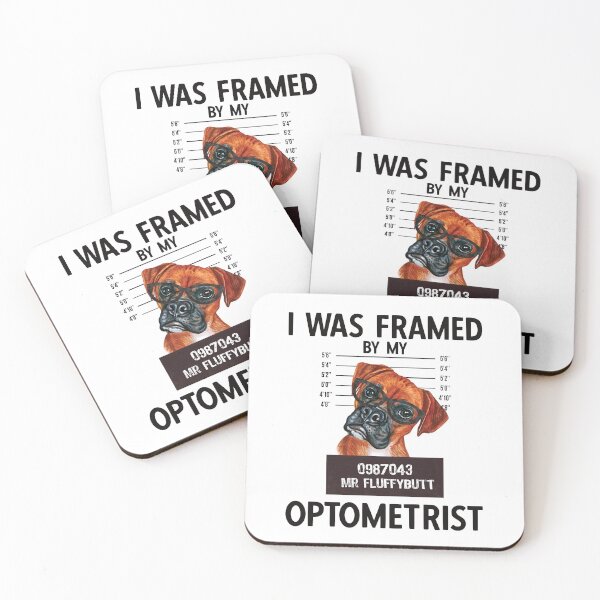 Item preview, Boxer Dog With Glasses - I Was Framed Optometry Pun Quote designed and sold by Primroaddesigns.