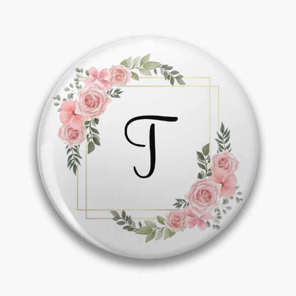Item preview, Monogram Letter T | Pink Floral Design with Gold Edges designed and sold by JustSeasons.